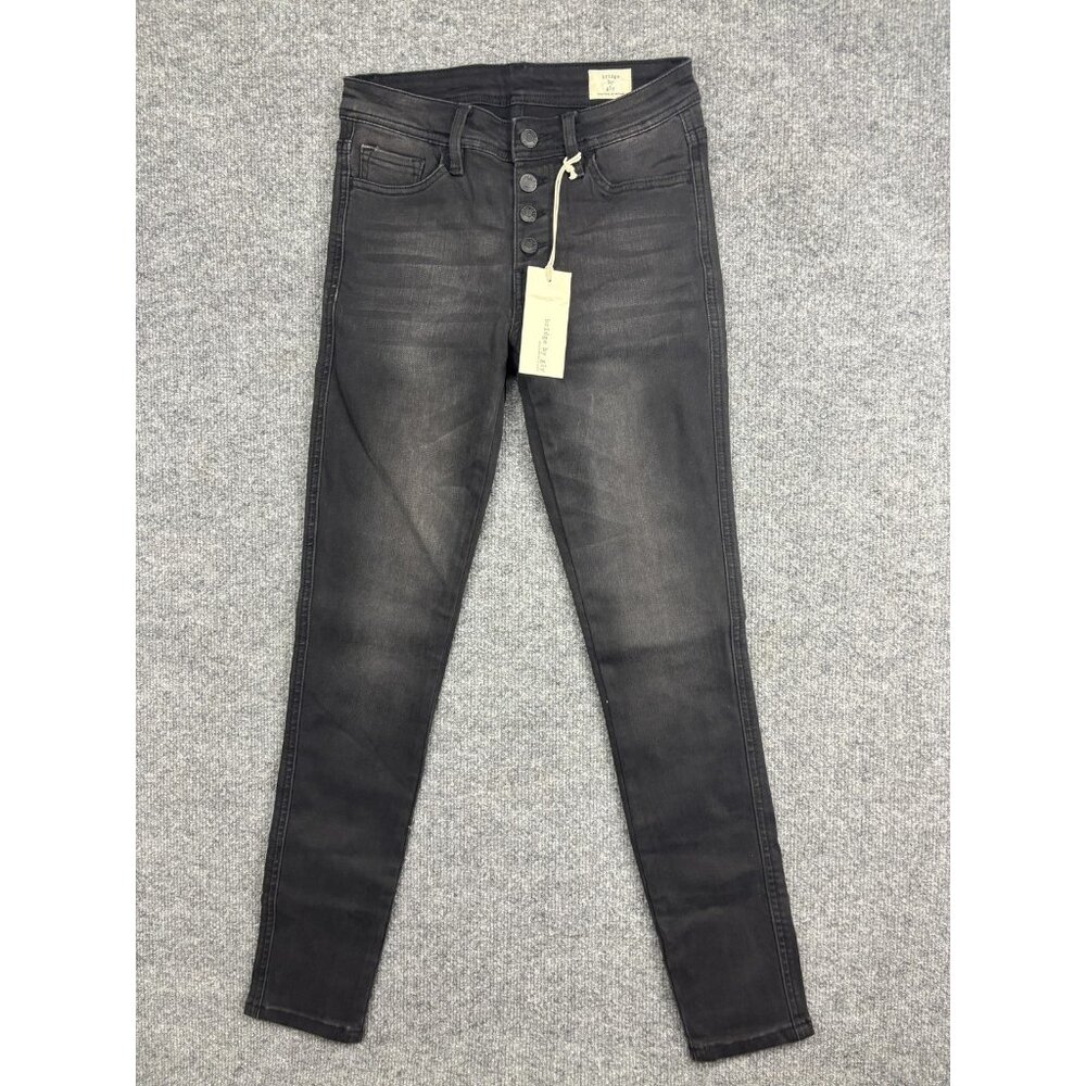 Bridge By Gly Mid Rise‎ Ankle Skinny Jeans Womens 25 Charcoal Wash Stretch Denim